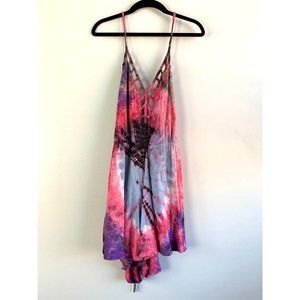 Earthbound Tie Dye Hippie Multicolor Open Back Romper S
